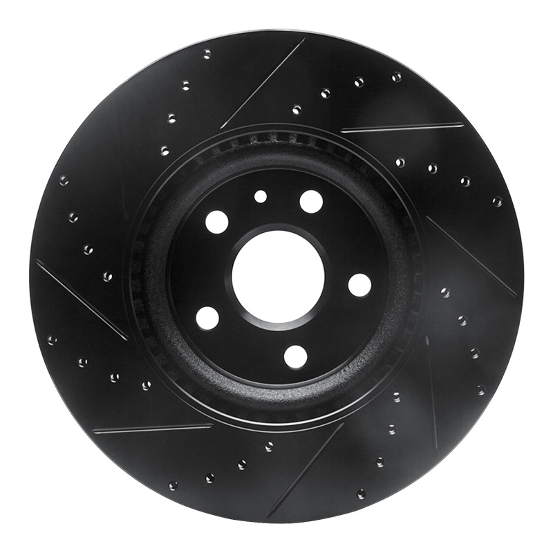 Cadillac CTS Brake Rotor (1) - Front Right - R1 Concepts - Drilled & Slotted - Black - `08-`17